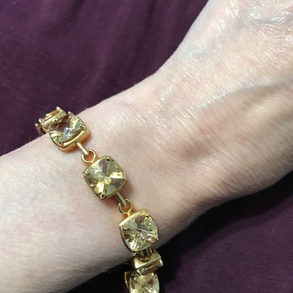 Gold plated sterling silver amber CZ bracelet - Picture 3 of 7